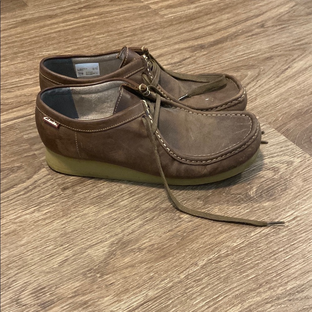 Clarks Brown Suede Loafers with Moc-Toe Stitching